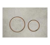 Plaque d'actionnement ronde Sigma 50 Geberit Plaque/bouton chromé, aspect béton, anneau or rose, pour chasse d'eau 2 mégawatts