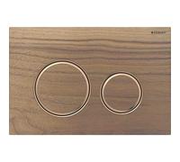 Plaque de déclenchement ronde Sigma 50 Geberit Plaque/bouton chromé, noyer, anneau or rose, pour chasse d'eau 2 mégawatts