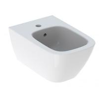 Geberit Smyle Square - Bidet suspendu avec trou de robinetterie blanc sans revêtement