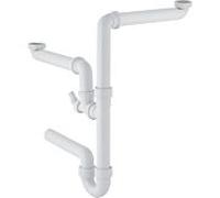 Geberit Siphon pour tuyau coudé 152818111 1½" x 50 mm sortie horizontale pour 2 éviers blanc