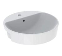 Geberit Lavabo semi-encastré VariForm 500782012 Ø50cm rond blanc, trou robinetterie, trop-plein