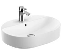 Geberit Vasque à poser VariForm 500777012 blanc 60x45 cm avec banc à trou, trop-plein elliptique
