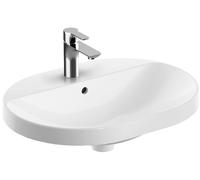 Geberit VariForm lavabo à encastrer 500733012 60x45cm, avec banc à trou pour robinetterie, trop-plein, elliptique, blanc