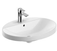 Geberit Lavabo à encastrer VariForm 500725012 – 60×48 cm, ovale, trou robinet/trop-plein, blanc