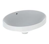 Geberit VariForm lavabo à encastrer 500709012 50x40cm, sans trou pour robinetterie, avec trop-plein, ovale, blanc