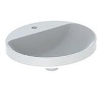 Geberit VariForm lavabo à encastrer 500715002 50x45cm, avec banc à trou pour robinetterie, sans trop-plein, ovale, blanc KeraTect
