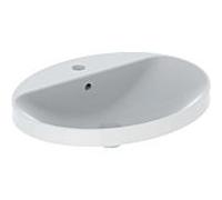 Geberit VariForm lavabo à encastrer 500725012 60x48cm, avec trou pour robinetterie, trop-plein, ovale, blanc