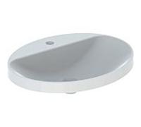 Geberit VariForm lavabo à encastrer 500727012 60x48cm, avec banc à trou pour robinetterie, sans trop-plein, ovale, blanc