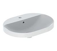Geberit VariForm lavabo à encastrer 500733012 60x45cm, avec banc à trou pour robinetterie, trop-plein, elliptique, blanc