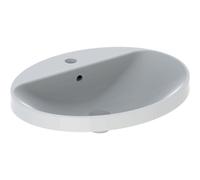 Geberit VariForm lavabo à poser ovale avec plage de robinetterie avec trop-plein 60x48x17.8cm blanc 500724012 500.724.01.2