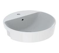Geberit Lavabo semi-encastré VariForm 500782012 Ø50cm rond blanc, trou robinetterie, trop-plein