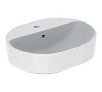 Geberit – Vasque à poser VariForm 500775012, elliptique 50x40 cm, trou robinet, trop-plein, blanc