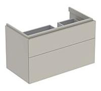 Geberit Xeno 2, armoire sous lavabo avec découpe pour siphon à droite, 880x530x462mm, 2 tiroirs, 500.516.00.1, Couleur: Laqué gris mat