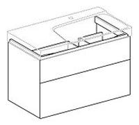 Geberit Xeno 2, armoire sous lavabo avec découpe pour siphon à droite, 880x530x462mm, 2 tiroirs, 500.516.00.1, Couleur: Laqué gris mat