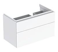 Geberit Meuble sous-vasque Xeno 2 – 2 tiroirs, siphon à droite, 88×53×46,2 cm, laque blanche