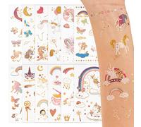 GEBETTER 12Feuilles Tatouage Temporaire Licorne Autocollant Tatouage Ephémère Etanche Décoration Fête Cadeau Anniversaire pour Enfant Garçon Fille
