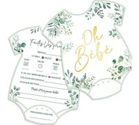 GEBETTER 20Pcs Carte Pronostic Baby Shower Français en Forme de Grenouillère Jeu Naissance Gender Reveal Fête Prénatale Cadeau pour Bébé Fille Garçon Future Maman