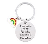 GEBETTER Porte Clé Espagnol Carte Vœux Enveloppe A veces olvidas que eres Increíble así que este es tu Recordatorio en Acier Inoxydable Cadeau Ami Anniversaire