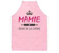 GEBETTER Tablier Cuisine Mamie Idée Cadeau“Mamie Reine de la Cuisine”Rose Cadeau Original pour Noël Fête Grand Mère Anniversaire