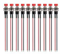 Gebildet 10pcs 7mm Précâblé Momentané Mini Bouton Poussoir 3V-6V-12V-24V-230V/1A,Ouvert Normale SPST on/Off 2Broches Bouton Rond pour Modèle Ferroviaire Hobby（Rouge）
