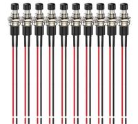 Gebildet 10pcs 7mm Précâblé Momentané Mini Bouton Poussoir 3V-6V-12V-24V-230V/1A,Ouvert Normale SPST on/Off 2Broches Bouton Rond pour Modèle Ferroviaire Hobby（Noir）