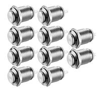 Gebildet 10pcs Momentané Bouton-Poussoir Étanche en Acier Inoxydable Bouton-Poussoir on Off 12mm 2A 12V/24V/125V/250V(Haute Tête)