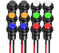 Gebildet 12pcs 12mm Précâblé Autobloquant Commutateur a Bouton Poussoir SPST ON-OFF AC 250V/1.5A 125V/3A,Mini Interrupteur à Bascule Rond,pour Lampe de Table,Appareils Électroménagers