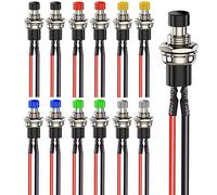 Gebildet 12pcs 7mm Précâblé Momentané Mini Bouton Poussoir 3V-6V-12V-24V-230V/1A,Ouvert Normale SPST on/Off 2 Broches Bouton Rond pour Modèle Ferroviaire Hobby