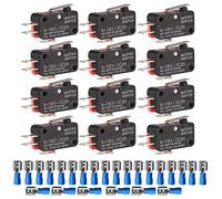Gebildet 12pcs V-151-1C25 Micro Interrupteur 1NO 1NC,3Broches SPDT Interrupteur de Fin de Course,Actionneur Momentané Microrupteurs à Bouton Poussoir+24pcs Terminaux