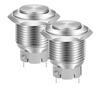 Gebildet 19mm Tête Haute on/Off SPST Bouton Poussoir de Verrouillage, Interrupteur à Bouton Poussoir en Métal en Acier Inoxydable Etanche, Bornes à Souder DC 6V/12V/36V/48VAC 110V/230V 3A 1NO