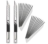 Gebildet 2 pièces Main Droite et Main Gauche Cutter de 9 mm Lames Sécables en Angle 30° + 20 pièces Lames de Rechange, Cutter de Précision