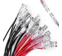 Gebildet 20pièces Borne à Sertir Femelle 6.3mm avec Manchon Isolant et Fil 16AWG de 15cm de Longueur Rouge + Noir kit d'assortiment D'épissure Rapide Femelle