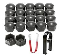 Gebildet 22pcs 19mm(Diamètre Intérieur) Haute qualité Boulon Ecrou Couvre,Capuchons Protection Hexagonal pour écrous de Roue,avec Outil Demontage(Gris)