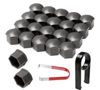 Gebildet 22pcs 21mm Haute qualité Boulon Ecrou Couvre,Capuchons Protection Hexagonal pour écrous de Roue,avec Outil Demontage(Gris)