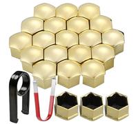 Gebildet 22pcs Capuchon d'écrou de Roue 17mm Capuchons d'écrou de Boulon de Roue, Cache-écrous de Pneu hexagonaux avec Ensemble d'outils de démontage pour Voitures (doré)