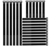 Gebildet 22pièce Attaches de Câbles Assorties,Serres-Câbles de Fixation Réutilisables en Nylon Réglable avec Crochet et Boucle, pour PC Ordinateur Électronique (Noir,20/40/60cm)