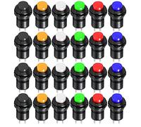 Gebildet 24pcs 12mm Momentané Bouton Poussoir SPST on/Off AC 250V/1.5A 125V/3A, Mini Rond Bouton, pour Trompette de Voiture, PC, Lampe de Table, Sonnette de Maison
