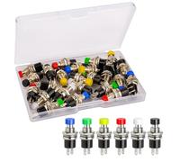 Gebildet 24pcs 7mm Momentané Mini Bouton Poussoir 3V-6V-12V-24V-230V/1A, Ouvert Normale SPST on/Off 2 Broches Rond Bouton pour Modèle Ferroviaire Hobby