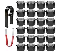 Gebildet 24pcs Capuchon d'écrou de Roue 17mm Capuchons d'écrou de Boulon de Roue, Cache-écrous de Pneu hexagonaux avec Ensemble d'outils de démontage pour Voitures (Noir)