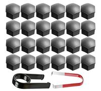 Gebildet 24pcs Capuchon d'écrou de roue 17mm Capuchons d'écrou de boulon de roue, cache-écrous de pneu hexagonaux avec ensemble d'outils de démontage pour voitures (gris mat)