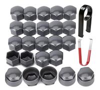 Gebildet 24pcs capuchons d'écrou de roue 17mm (5 capuchons de boulon antivol+19 capuchons de boulon normaux) cache-écrous de pneu hexagonaux avec ensemble d'outils de démontage pour voitures (gris)