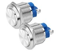 Gebildet 2pcs 22mm 2A/12V/24V/125V/250V Bouton Poussoir Momentané Bornes à vis en Acier Inoxydable Bouton Etanche à l'eau (Tête Haute)