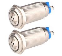 Gebildet 2pcs AC DC 12V 19mm en Acier Inoxydable LED Rouge Flash Alarme 80dB Indicateur Lumineux avec Sonnerie de Lampe, pour Panneau de Commande Electrique,Projet de Bricolage