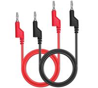 Gebildet 2pcs Ensemble de Câbles de Test Banane à fiche Banane, Câble de Test de Fil de Fiche Banane Empilable de 4mm pour Multimètre, Fil de Test Electrique 1000V/15A(Rouge/Noir)
