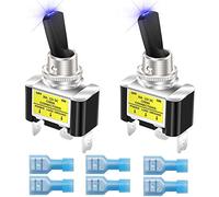 Gebildet 2Pcs Interrupteurs à Bascule éclairés à Bascule 12 V 30 A pour Voiture de Course Automobile SPST Allumé/éteint Interrupteur à Bascule LED Illuminé Taille 12 mm (Bleu)