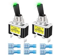 Gebildet 2Pcs Interrupteurs à Bascule éclairés à Bascule 12V 30A pour Voiture de Course Automobile SPST Allumé/éteint Interrupteur à Bascule LED Illuminé Taille 12mm (Vert)