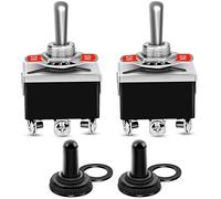 Gebildet 2pièces 6Broches/3Positions ON/OFF/ON Interrupteur à Bascule Robuste 0~250V/15A DPDT Interrupteur Marche/Arrêt/Marche avec Capuchon Etanche(Verrouillage)