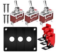 Gebildet 3groupes Interrupteur à Bascule Panneau Métallique 15A 250VAC/20A 12VDC SPST 2Positions 2Broches Plaque d'interrupteur Marche/Arrêt avec Couvercle de Sécurité