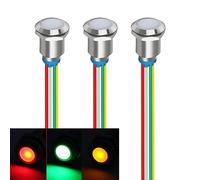 Gebildet 3pcs Témoin Lumineux D'économie D'énergie Tricolore (Vert,Rouge et Jaune) 12mm (1/2pouce), lumière LED Tricolore 12mm 12V/24V/20mA pour Montage sur Panneau pour Voiture,pièces Automobiles