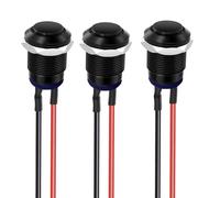 Gebildet 3pièces Précâblé IP65 Etanche Bouton Poussoir Verrouillage Autobloquant en Alliage D'aluminium Bouton Poussoir Marche/arrêt 12mm 2A 12V/24V/125V/250VAC (tête Haute)